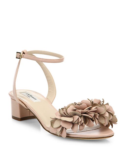 L.K. Bennett - Coralie Flower Ruffle Nappa Leather Sandals