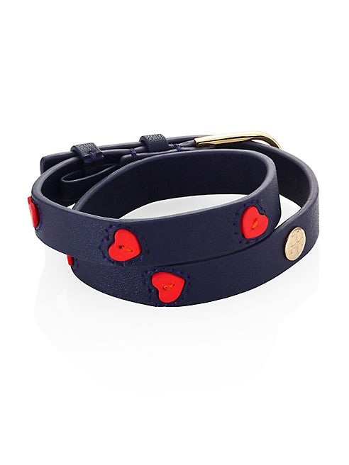 Tory Burch - Amore Heart Double-Wrap Leather Bracelet