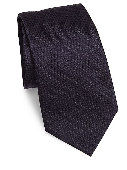 Armani Collezioni - Textured Chevron Silk Tie