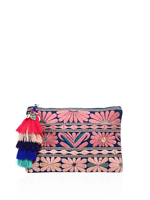 FIGUE - Samoa Floral-Embroidered Canvas Pouch