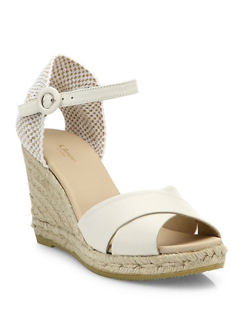 L.K. Bennett - Angeles Tumbled Leather Espadrille Wedge Sandals