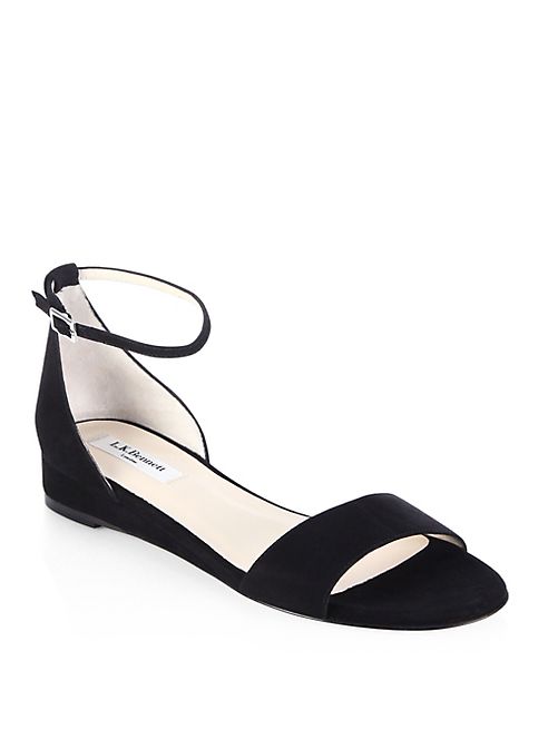 L.K. Bennett - Cai Suede Ankle-Strap Demi-Wedge Sandals