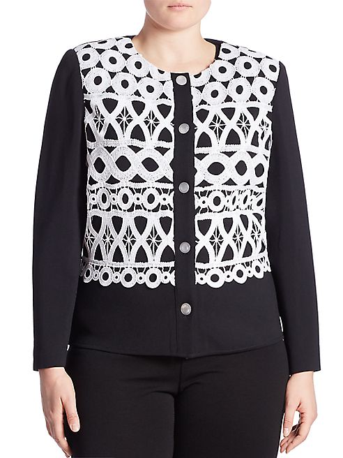 Stizzoli, Plus Size - Crochet-Front Cardigan