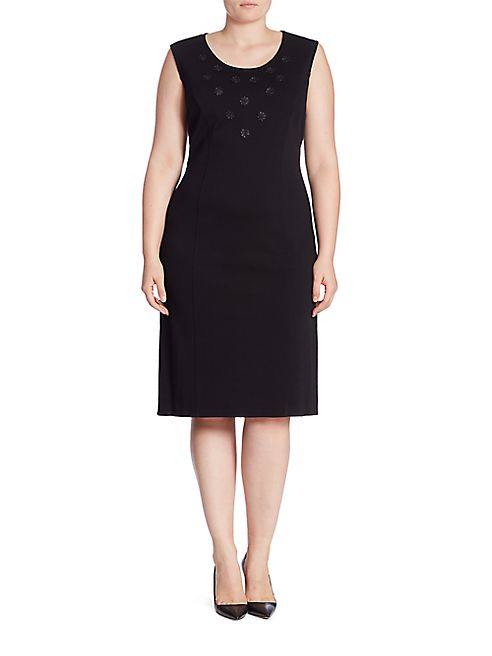 Stizzoli, Plus Size - Floral Applique Sheath Dress