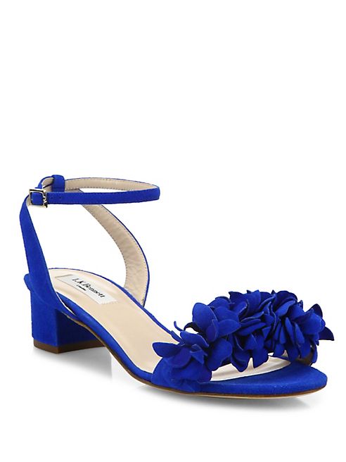 L.K. Bennett - Coralie Flower Ruffle Suede Sandals