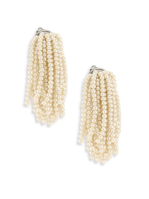 Lele Sadoughi - Weeping Willow Beaded Tassel Clip-On Earrings