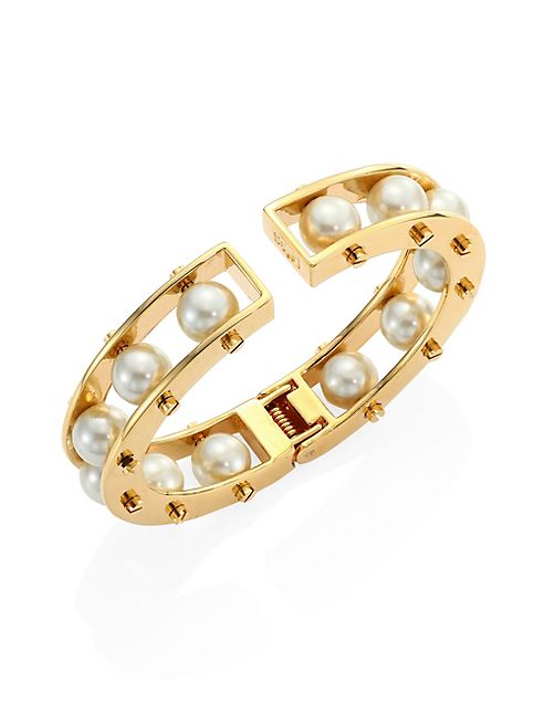 Lele Sadoughi - Hinged Faux-Pearl Slider Bracelet