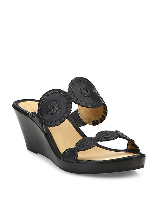 Jack Rogers - Shelby Whipstitch Leather Wedge Sandals