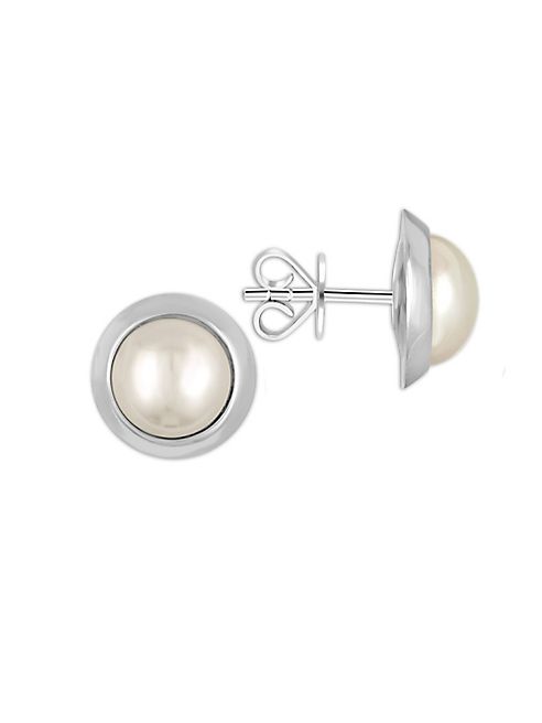 Majorica - 8MM Mabe Pearl and Sterling Silver Stud Earrings