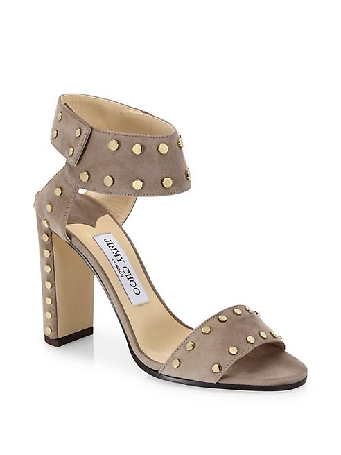 Jimmy Choo - Veto Studded Suede Block-Heel Sandals