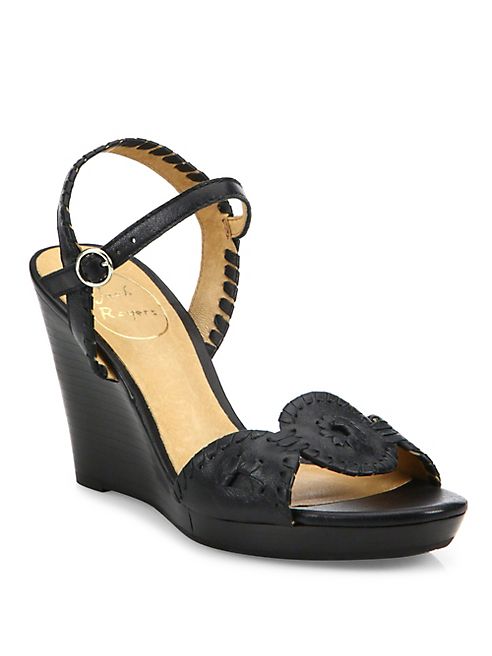 Jack Rogers - Clare Whipstitch Leather Ankle-Strap Wedge Sandals