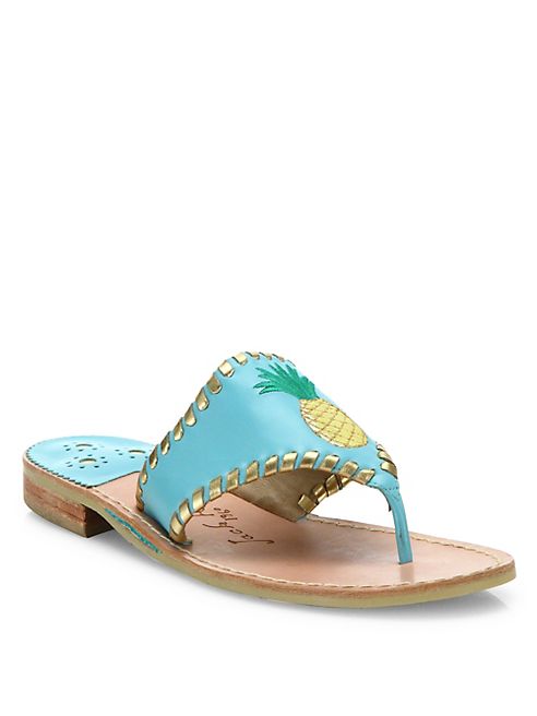 Jack Rogers - Pineapple Leather Thong Sandals