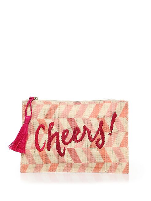 KAYU - Cheers Herringbone Straw Clutch