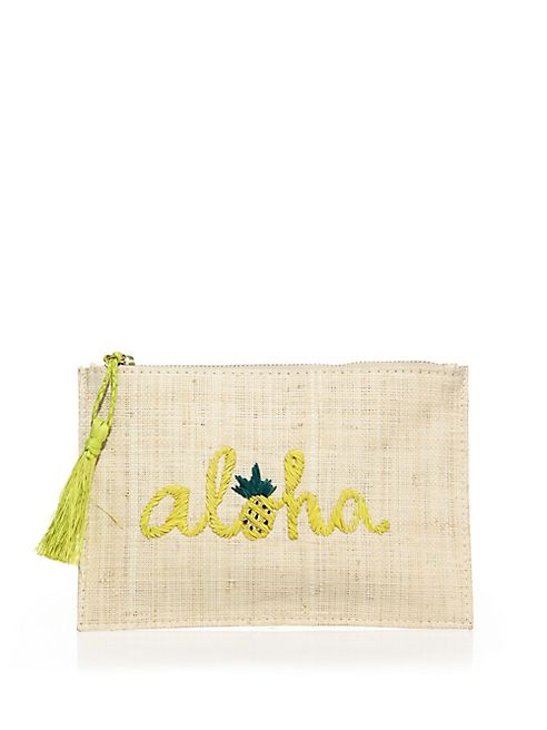 KAYU - Aloha Woven Straw Clutch