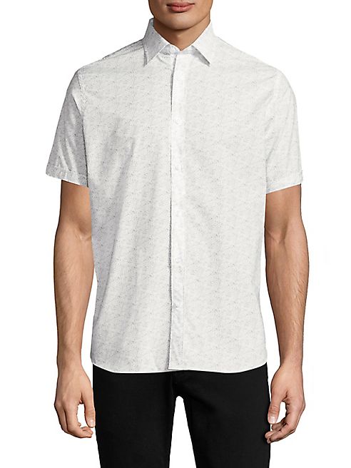 Patrick Assaraf - Short Sleeve Button Down Cotton Shirt