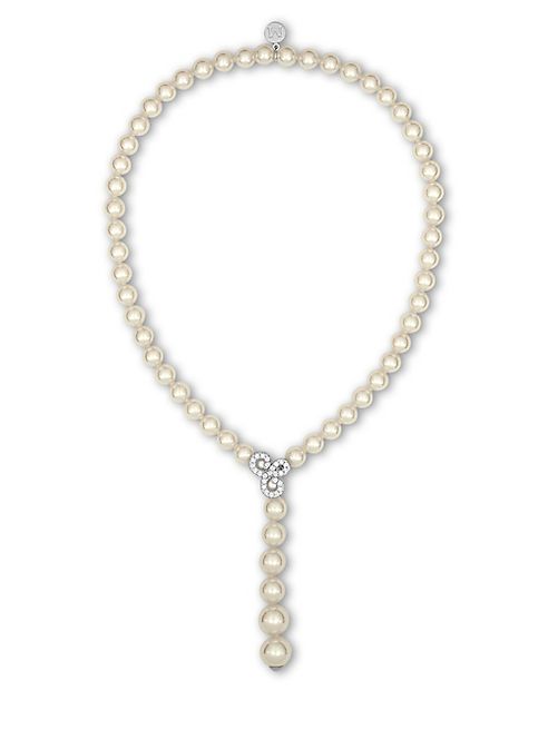 Majorica - Social 8-12MM Organic Pearl & Crystal Lariat Necklace