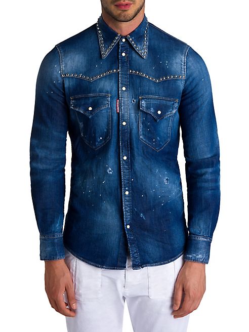 DSQUARED2 - Studded Slim-Fit Denim Shirt