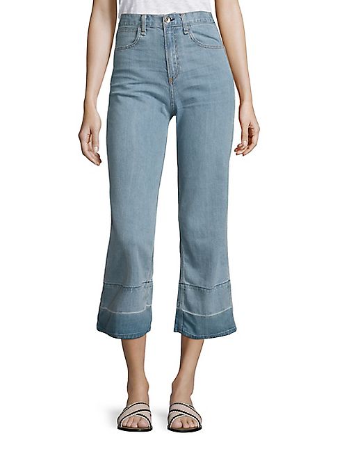 rag & bone/JEAN - Lou High-Rise Cropped Flared Released Hem Jeans/Tivoli