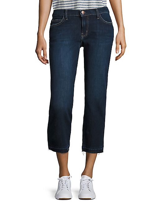 Current/Elliott - The Cropped Raw Hem Straight-Leg Jeans