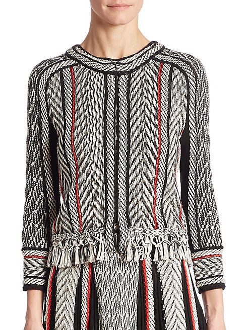 Oscar de la Renta - Patterned Fringe Cardigan