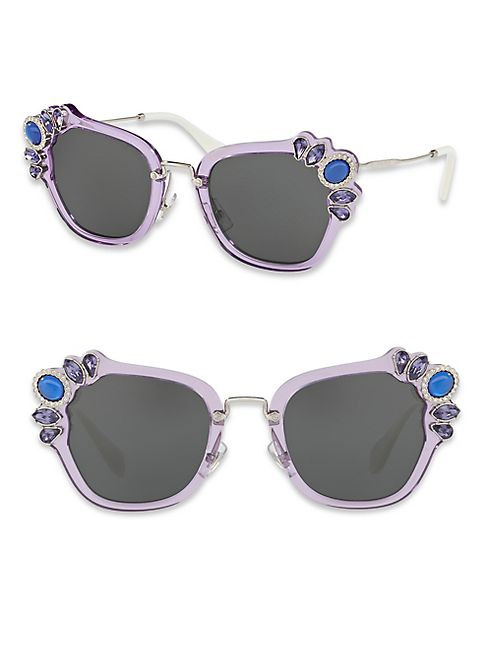 Miu Miu - 51MM Crystal-Embellished Square Sunglasses