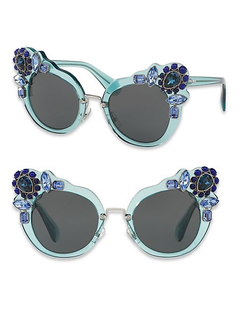 Miu Miu - 52MM Crystal-Embellished Cats'-Eye Sunglasses