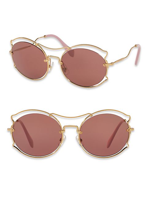 Miu Miu - 57MM Wire-Trim Round Sunglasses