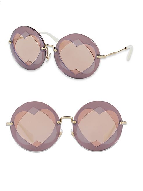 Miu Miu - 62MM Mirrored Round Heart Sunglasses