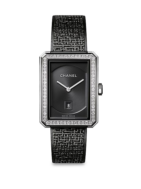 CHANEL - BOY•FRIEND Tweed Small Diamond & Stainless Steel Bracelet Watch