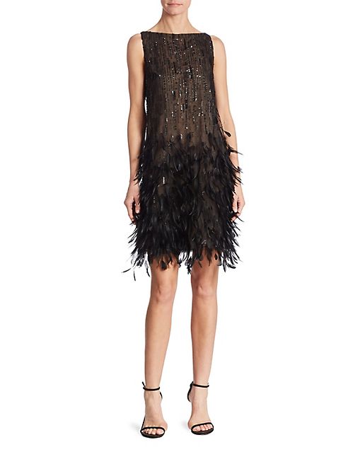 Oscar de la Renta - Silk Feathered Dress