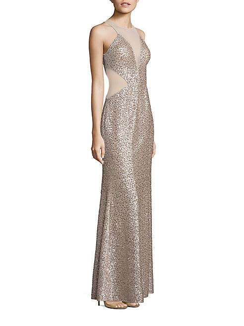 Aidan Mattox - Sequin Illusion Cutout Gown