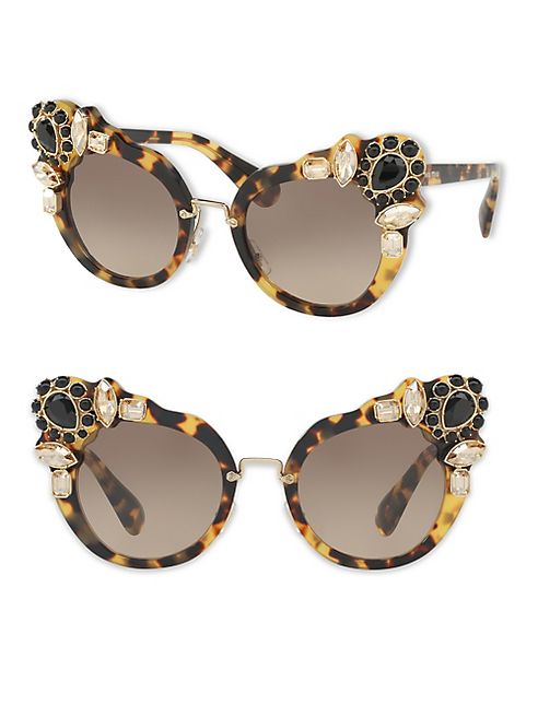 Miu Miu - 52MM Crystal-Embellished Cats'-Eye Sunglasses