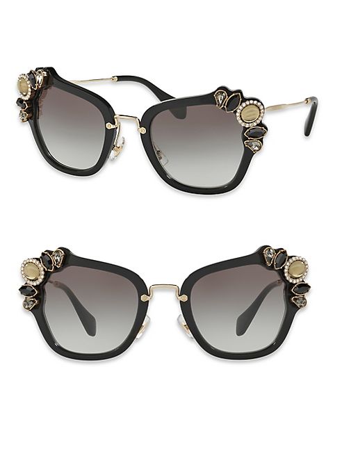 Miu Miu - 51MM Crystal-Embellished Square Sunglasses