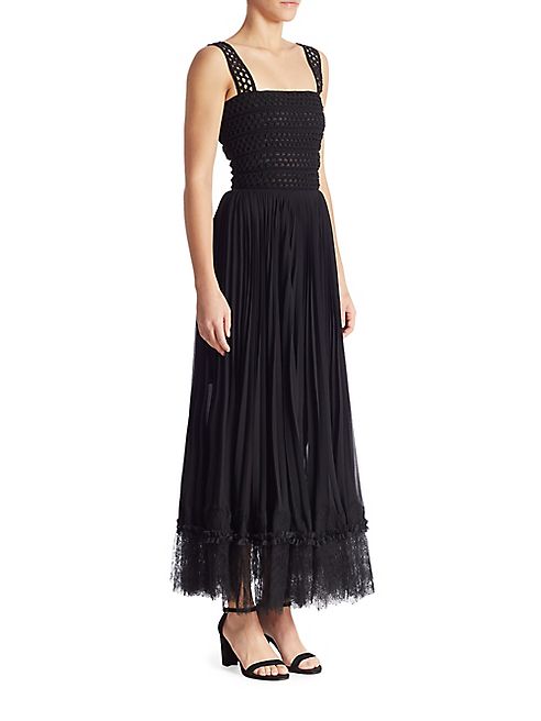 Oscar de la Renta - Crochet Pleated Dress