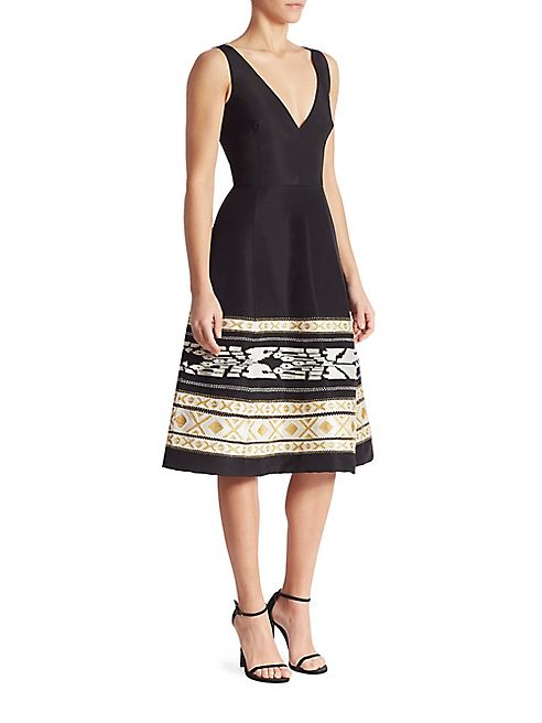 Oscar de la Renta - Patterned Fit & Flare Dress