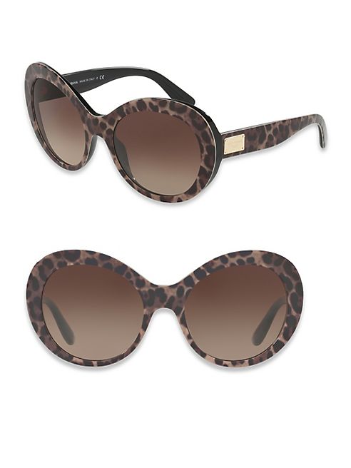 Dolce & Gabbana - 57MM Leopard-Print Oval Sunglasses