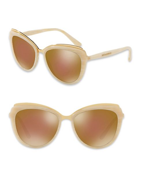 Dolce & Gabbana - 57MM Mirrored Cat Eye Sunglasses