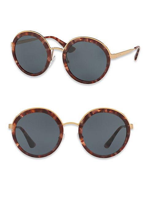 Prada - 54MM Round Metal-Trim Sunglasses