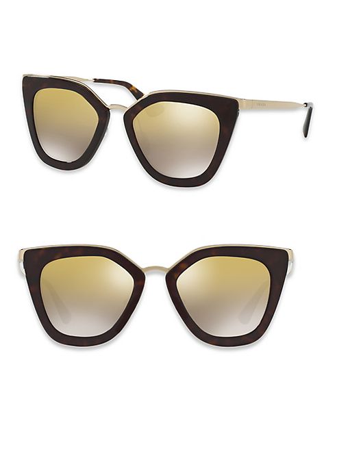 Prada - 52MM Mirrored Cat Eye Sunglasses