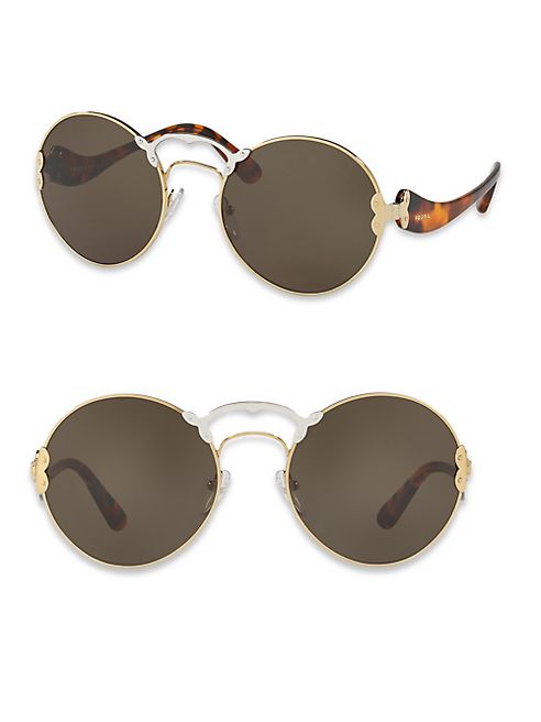 Prada - 57MM Round Two-Tone Sunglasses