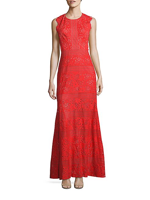 BCBGMAXAZRIA - Cutout Lace Gown