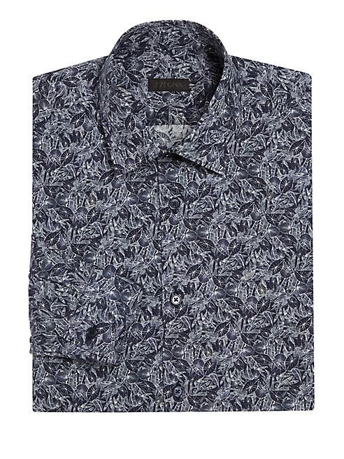 Z Zegna - Slim-Fit Forest Paint Dress Shirt