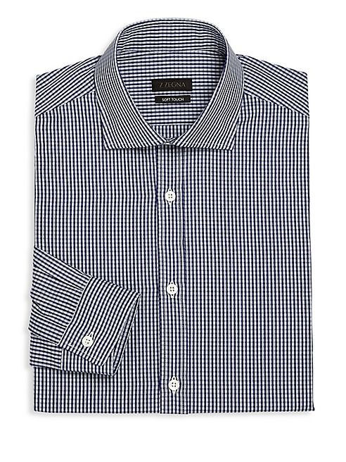 Z Zegna - Slim-Fit Check Cotton Dress Shirt