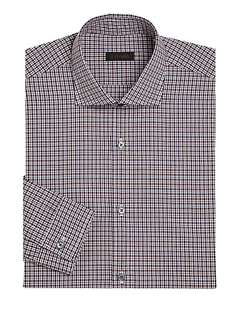 Z Zegna - Slim-Fit Gingham Dress Shirt