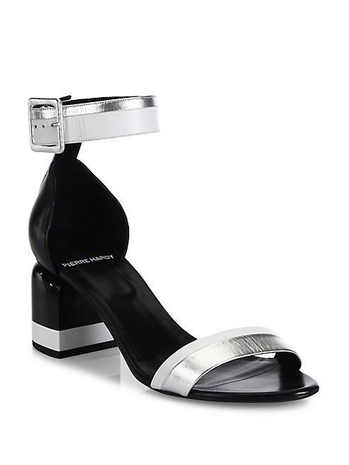 Pierre Hardy - Memphis Metallic Leather Block Heel Sandals