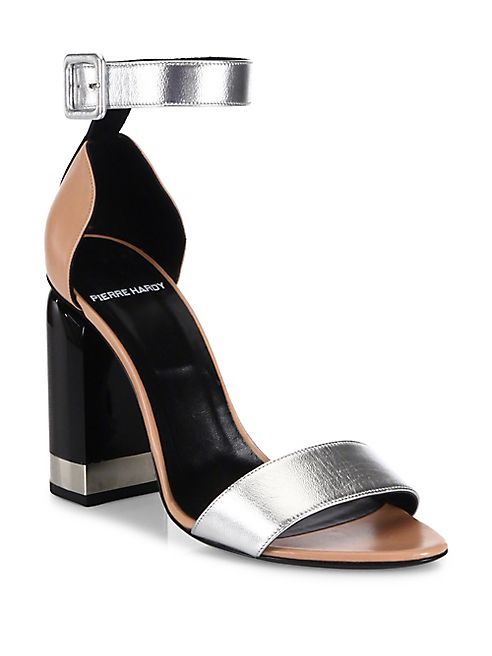 Pierre Hardy - Memphis Colorblock Metallic Leather Block Heel Sandals