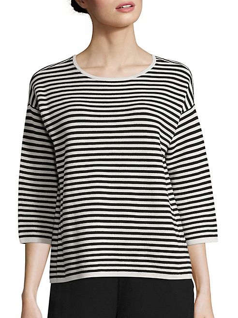 Eileen Fisher - Striped Silk & Organic Cotton Top