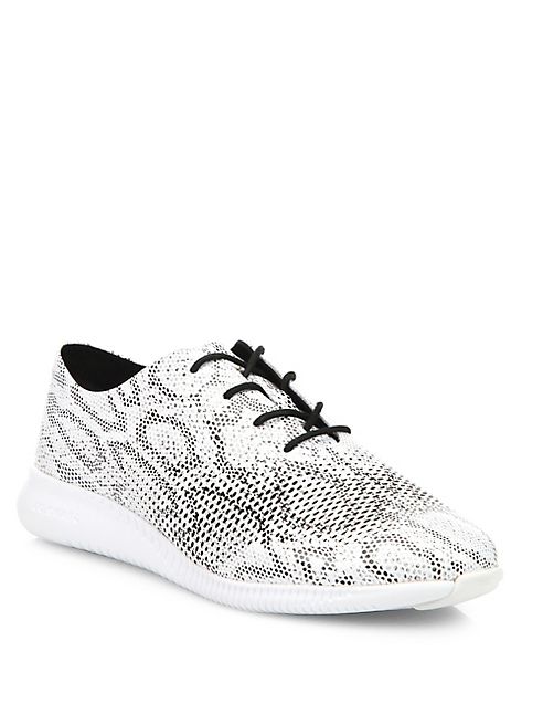 Cole Haan - Zerø Grand Snake-Print Leather Oxford Sneakers