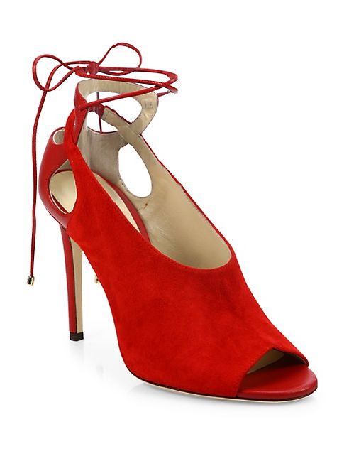 Jimmy Choo - Macaw Suede Lace-Up Slingback Sandals