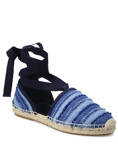 Jimmy Choo - Dolphin Denim Lace-Up Espadrille Flats